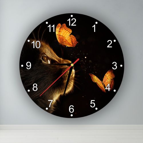 Cica és pillangók  kör alakú falióra