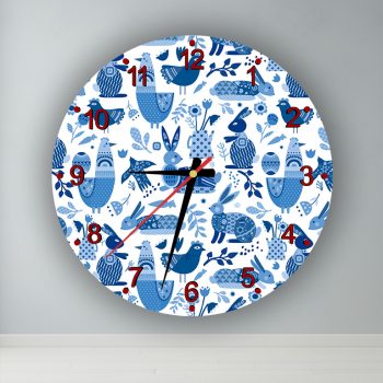 Húsvéti kék  kör alakú falióra