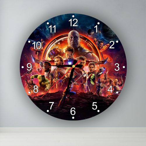 Bosszúállók karakterek logó  kör alakú falióra