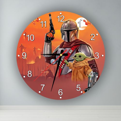 Mandalorian és Grogu  kör alakú falióra