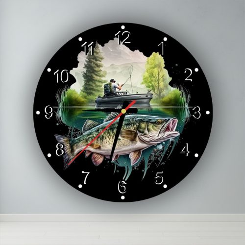 Horgász  kör alakú falióra