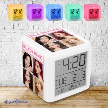 Blackpink színváltós világító ébresztő óra