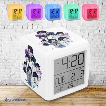 BTS Team színváltós világító ébresztő óra