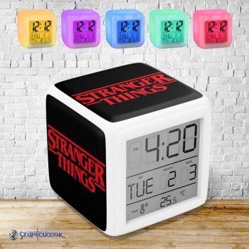   Stranger Things logo színváltós világító ébresztő óra