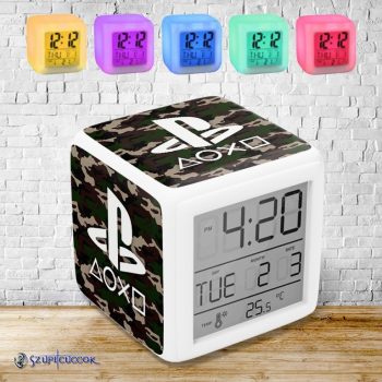   Playstation Military színváltós világító ébresztő óra